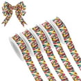 thumbnail image 1 of 5 Rolls Christmas Ribbon 1.5 inch Wide Decorative Ribbon for Gift Wrapping and Holiday Decorations Colorful Abstract Geometric Shapes, 1 of 7