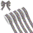 thumbnail image 1 of 5 Rolls Christmas Ribbon 1.5 inch Wide Decorative Ribbon for Gift Wrapping and Holiday Decorations Colorful Cartoon Flowers, 1 of 7