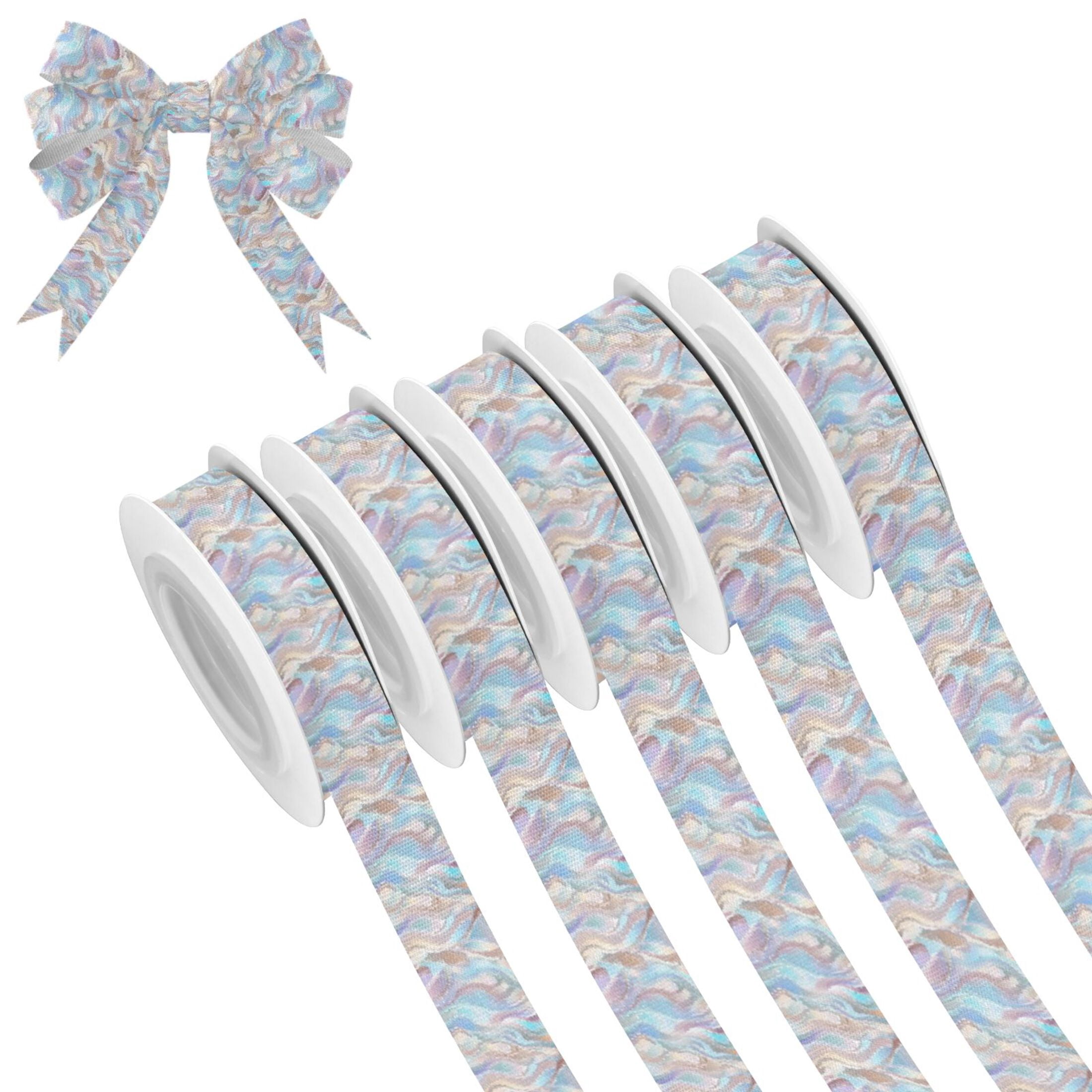 5 Rolls Christmas Ribbon 1.5 inch Wide Decorative Ribbon for Gift ...