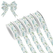 5 Rolls Christmas Ribbon 1.5 inch Wide Decorative Ribbon for Gift Wrapping and Holiday Decorations Cute Baby Dinosaur Pattern