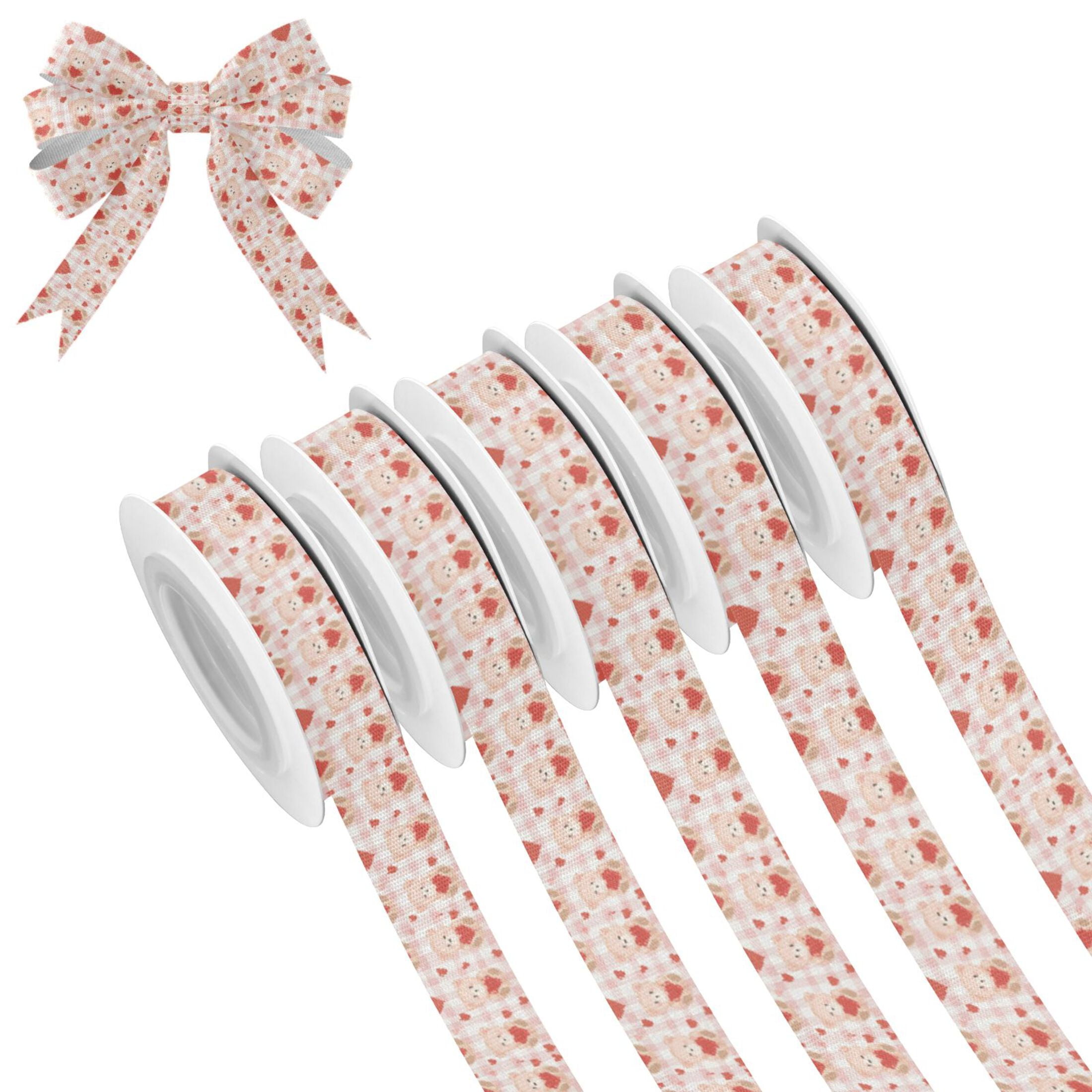 5 Rolls Christmas Ribbon 1.5 inch Wide Decorative Ribbon for Gift ...
