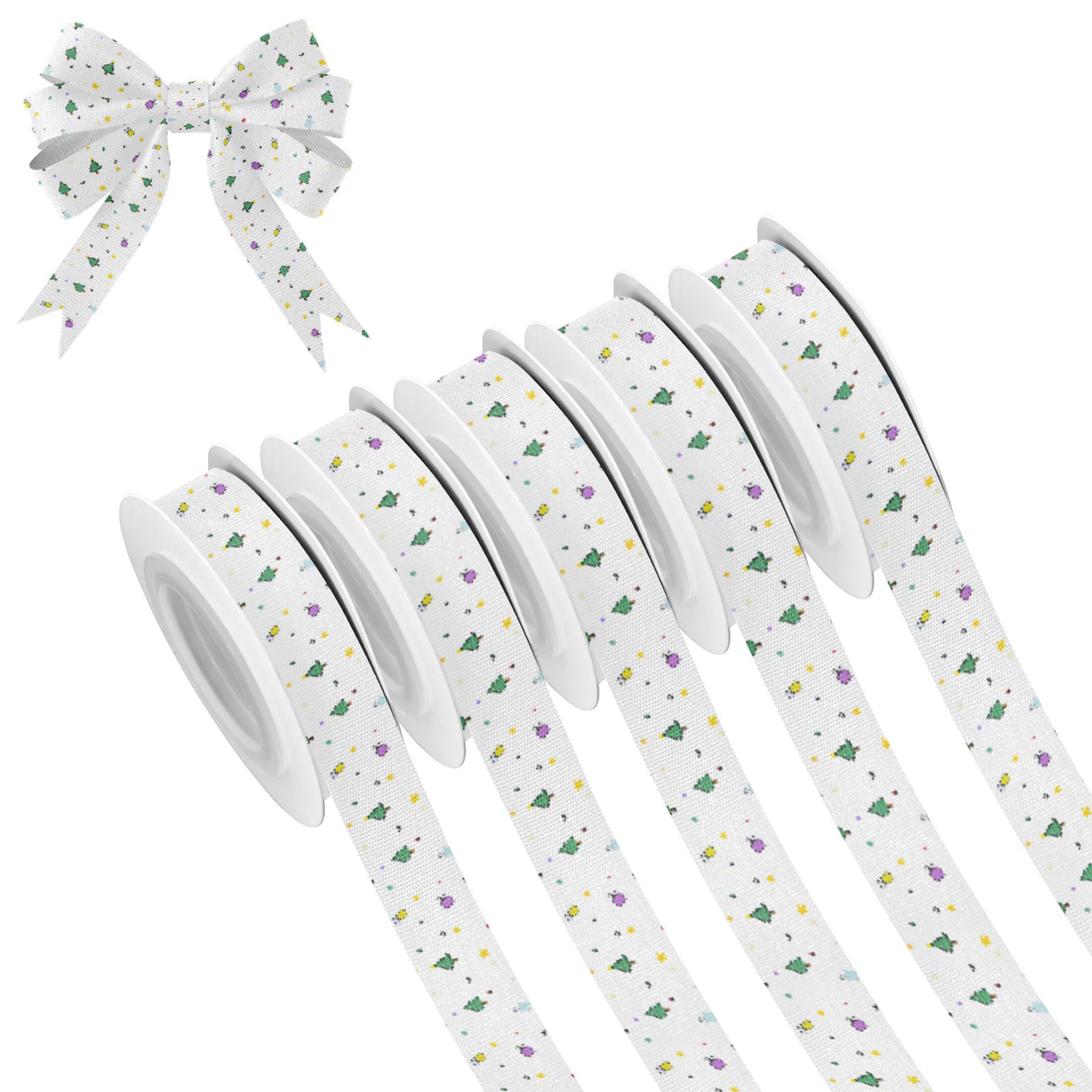 Cute Ribbon String 5 Rolls Christmas Ribbon 1.5 inch Wide Decorative Ribbon for Gift ...