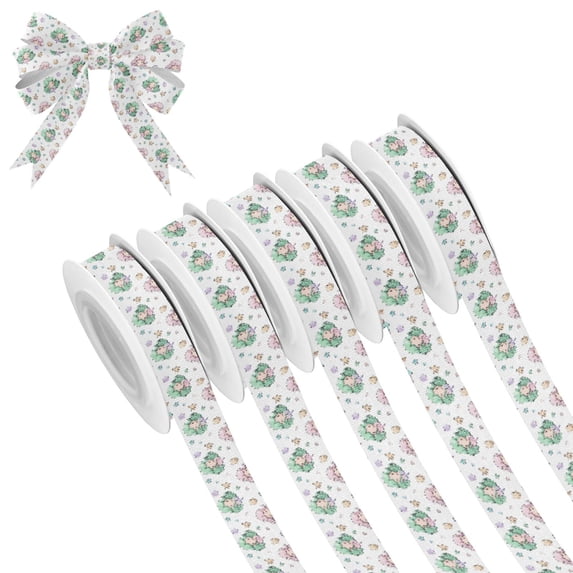 5 Rolls Christmas Ribbon 1.5 inch Wide Decorative Ribbon for Gift Wrapping and Holiday Decorations Cute Mermaid Pattern