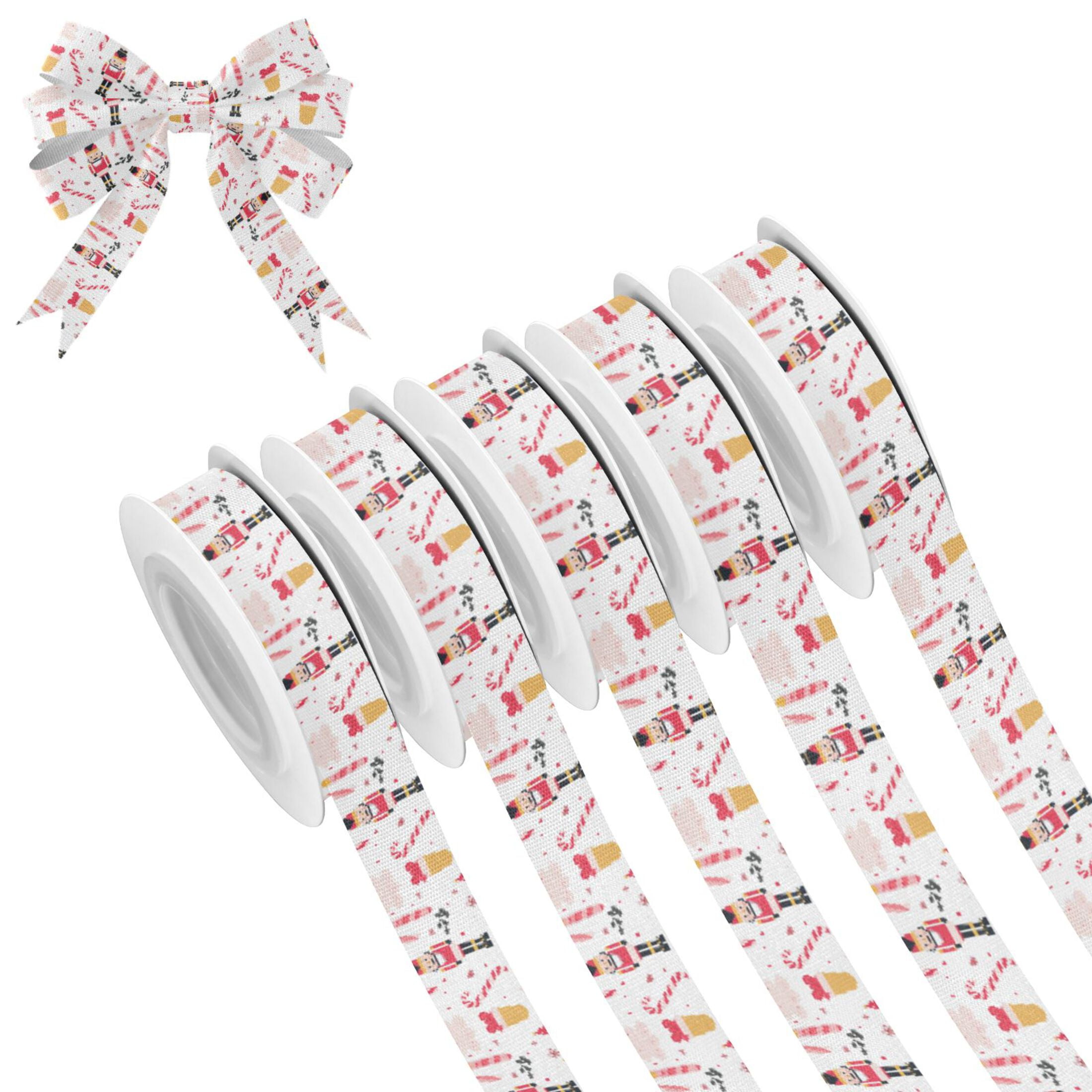 5 Rolls Christmas Ribbon 1.5 inch Wide Decorative Ribbon for Gift ...