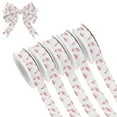 thumbnail image 1 of 5 Rolls Christmas Ribbon 1.5 inch Wide Decorative Ribbon for Gift Wrapping and Holiday Decorations Cute Pink Flamingo Pattern, 1 of 7