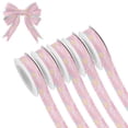thumbnail image 1 of 5 Rolls Christmas Ribbon 1.5 inch Wide Decorative Ribbon for Gift Wrapping and Holiday Decorations Cute Stars and Pink Clouds, 1 of 7