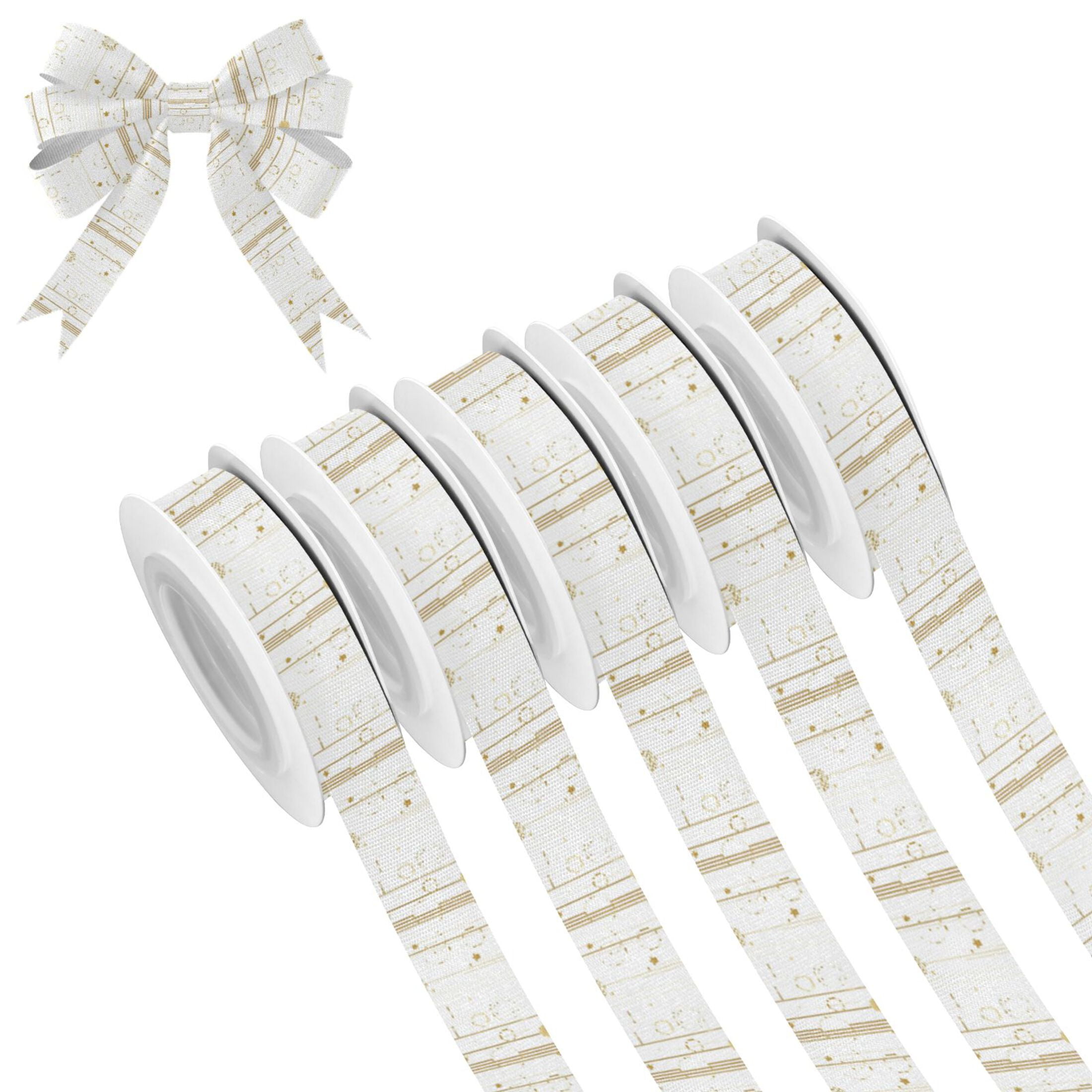 5 Rolls Christmas Ribbon 1.5 inch Wide Decorative Ribbon for Gift ...