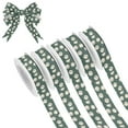 thumbnail image 1 of 5 Rolls Christmas Ribbon 1.5 inch Wide Decorative Ribbon for Gift Wrapping and Holiday Decorations Green Baseball Pattern, 1 of 7