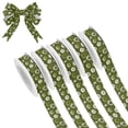 thumbnail image 1 of 5 Rolls Christmas Ribbon 1.5 inch Wide Decorative Ribbon for Gift Wrapping and Holiday Decorations Green Dandelions Pattern, 1 of 7