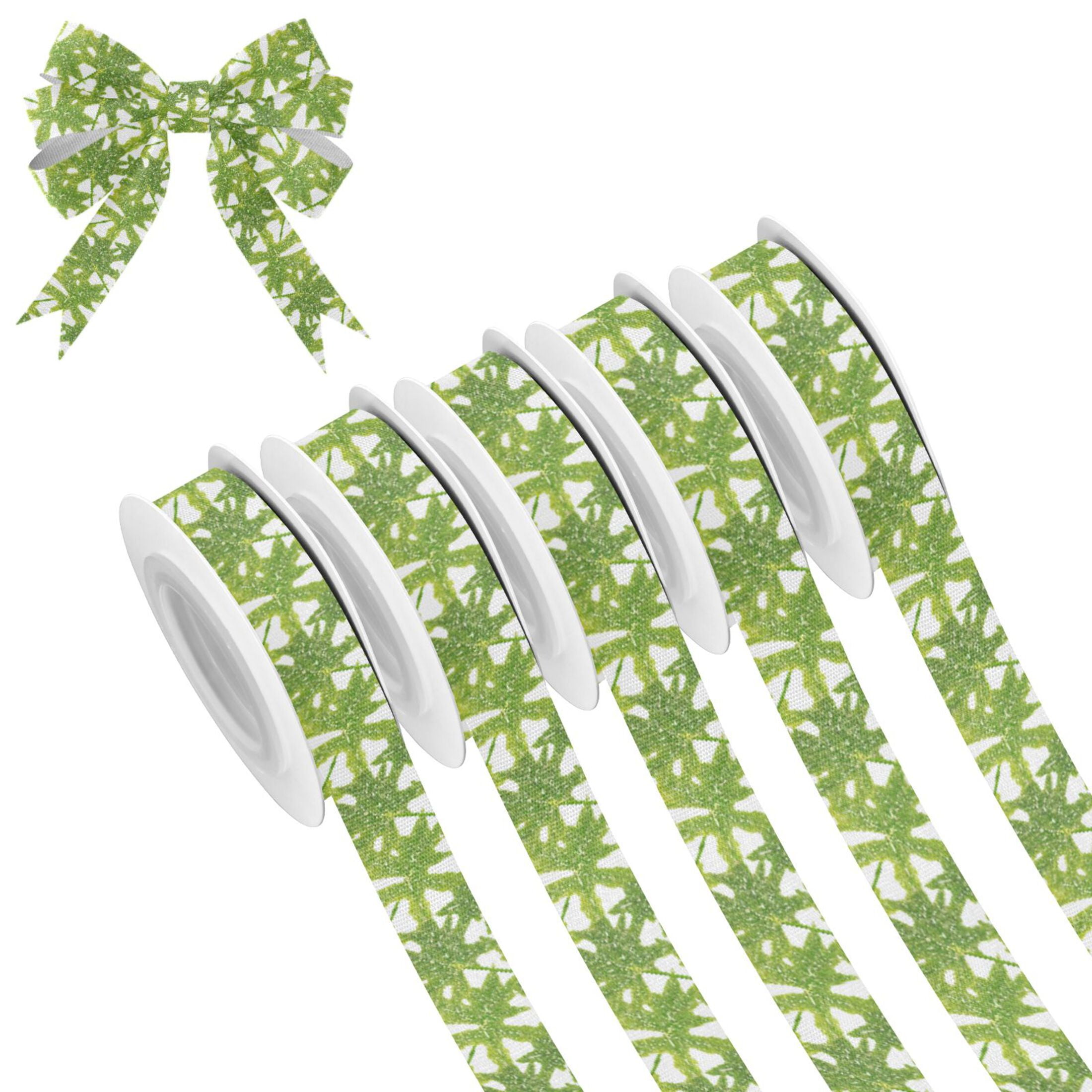 5 Rolls Christmas Ribbon 1.5 inch Wide Decorative Ribbon for Gift ...