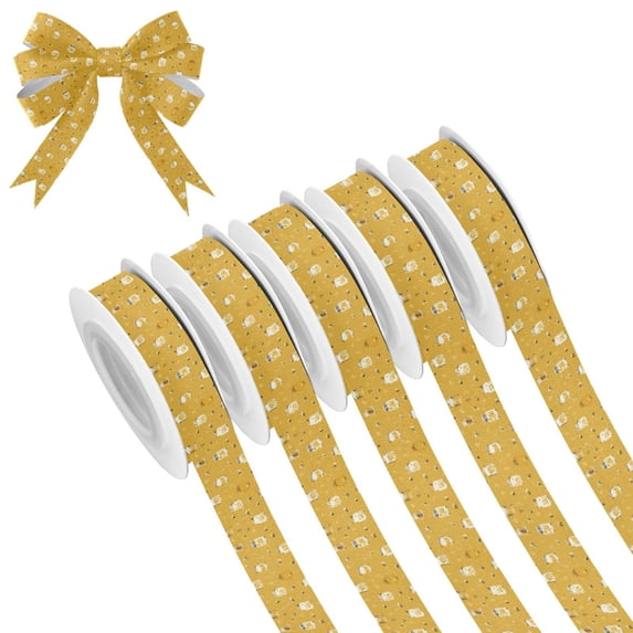 5 Rolls Christmas Ribbon 1.5 inch Wide Decorative Ribbon for Gift Wrapping and Holiday Decorations Honey Jars and Bees Pattern