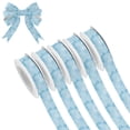 thumbnail image 1 of 5 Rolls Christmas Ribbon 1.5 inch Wide Decorative Ribbon for Gift Wrapping and Holiday Decorations Light Blue Icy Texture, 1 of 7