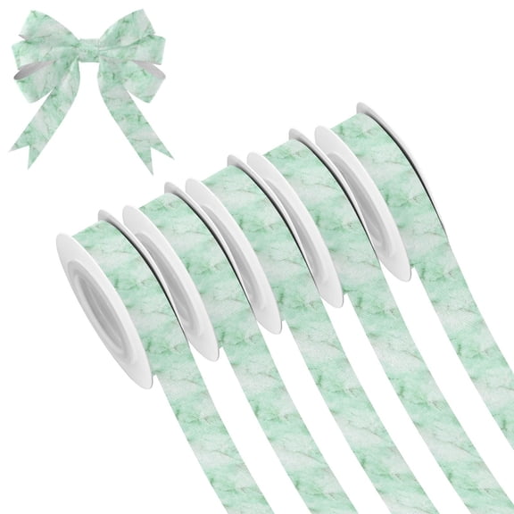 5 Rolls Christmas Ribbon 1.5 inch Wide Decorative Ribbon for Gift Wrapping and Holiday Decorations Light Green Marble Texture Pattern
