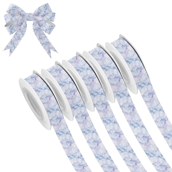 5 Rolls Christmas Ribbon 1.5 inch Wide Decorative Ribbon for Gift Wrapping and Holiday Decorations Light Purple and Blue Marble