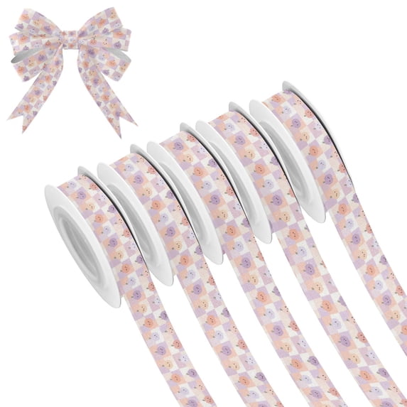 5 Rolls Christmas Ribbon 1.5 inch Wide Decorative Ribbon for Gift Wrapping and Holiday Decorations Light-colored Pumpkin