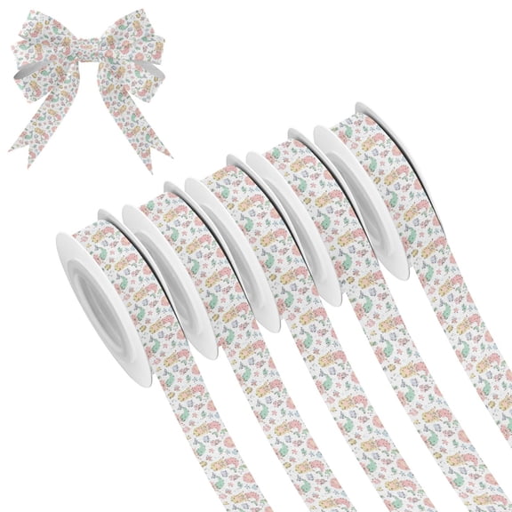 5 Rolls Christmas Ribbon 1.5 inch Wide Decorative Ribbon for Gift Wrapping and Holiday Decorations Marine Life and Mermaids