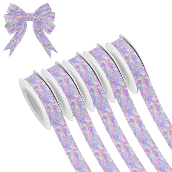 5 Rolls Christmas Ribbon 1.5 inch Wide Decorative Ribbon for Gift Wrapping and Holiday Decorations Mermaid Scale Pattern