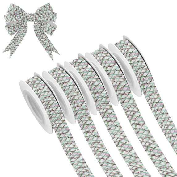 5 Rolls Christmas Ribbon 1.5 inch Wide Decorative Ribbon for Gift Wrapping and Holiday Decorations Mint Green Vines