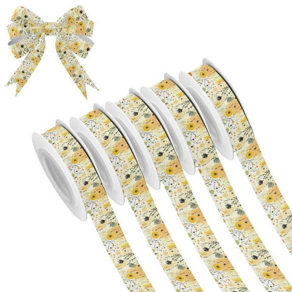 5 Rolls Christmas Ribbon 1.5 inch Wide Decorative Ribbon for Gift Wrapping and Holiday Decorations Nature-inspired Elements
