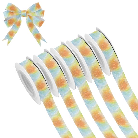 5 Rolls Christmas Ribbon 1.5 inch Wide Decorative Ribbon for Gift Wrapping and Holiday Decorations Orange and Blue Fine Flash