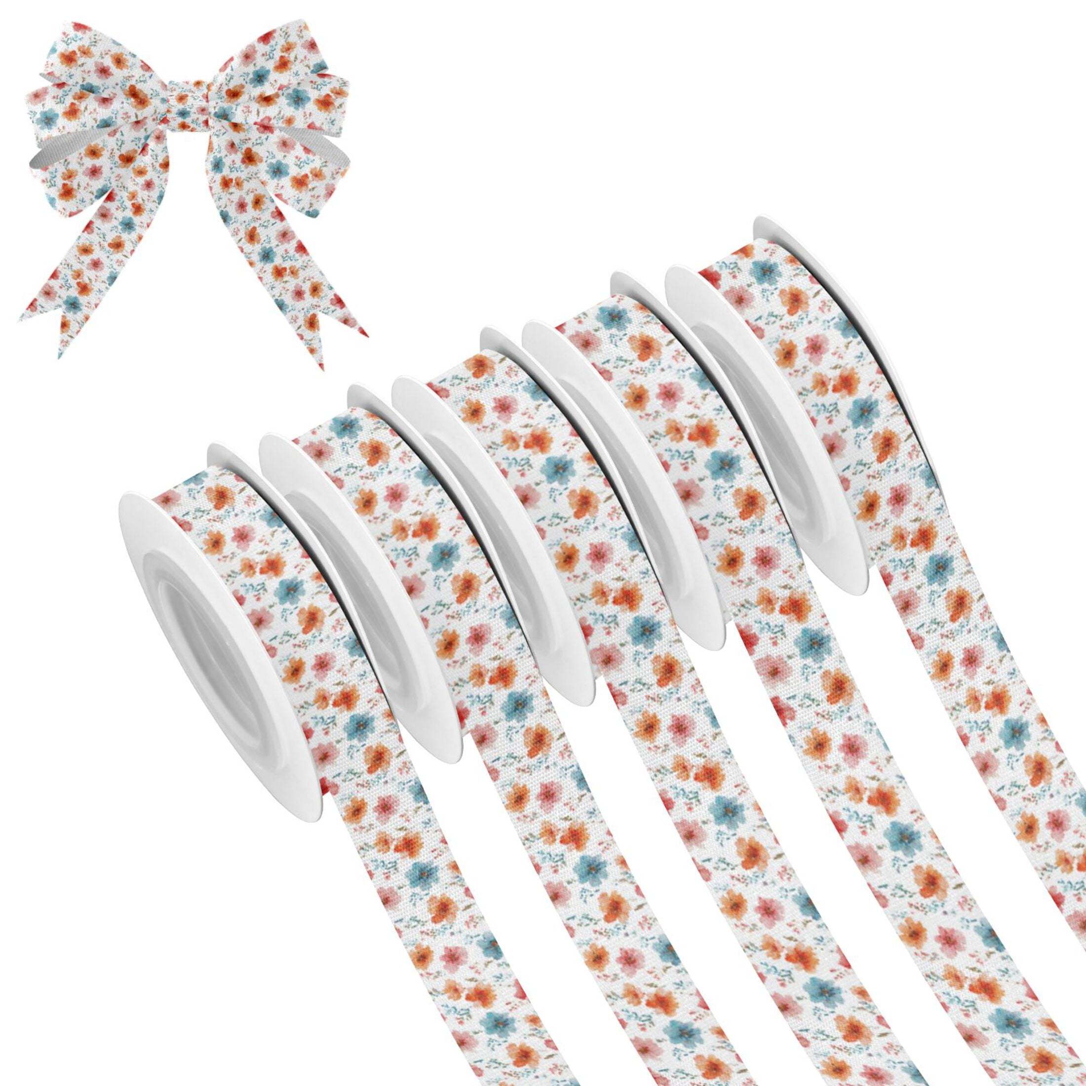 5 Rolls Christmas Ribbon 1.5 inch Wide Decorative Ribbon for Gift ...