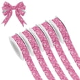 thumbnail image 1 of 5 Rolls Christmas Ribbon 1.5 inch Wide Decorative Ribbon for Gift Wrapping and Holiday Decorations Pattern with Pink Hearts, 1 of 7