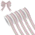 thumbnail image 1 of 5 Rolls Christmas Ribbon 1.5 inch Wide Decorative Ribbon for Gift Wrapping and Holiday Decorations Pink Bows and Green Ribbons, 1 of 7