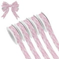 thumbnail image 1 of 5 Rolls Christmas Ribbon 1.5 inch Wide Decorative Ribbon for Gift Wrapping and Holiday Decorations Pink Stars and Waves, 1 of 7