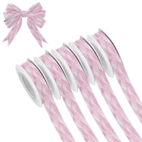 5 Rolls Christmas Ribbon 1.5 inch Wide Decorative Ribbon for Gift Wrapping and Holiday Decorations Pink Stars and Waves
