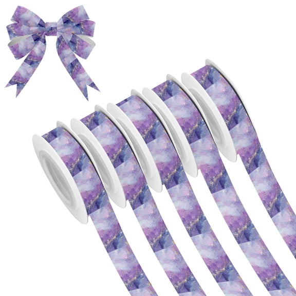 5 Rolls Christmas Ribbon 1.5 inch Wide Decorative Ribbon for Gift Wrapping and Holiday Decorations Pink and Blue Marble Texture