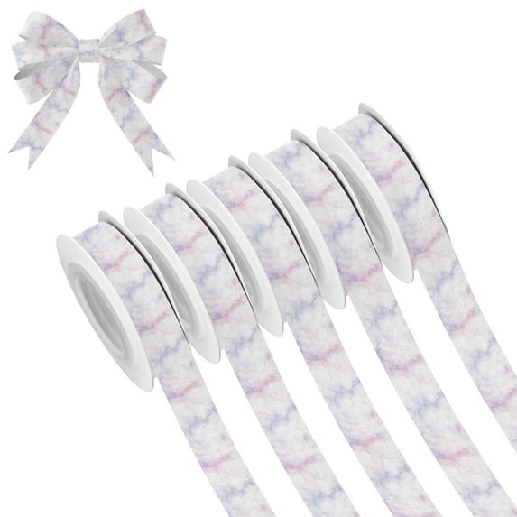 5 Rolls Christmas Ribbon 1.5 inch Wide Decorative Ribbon for Gift Wrapping and Holiday Decorations Pink and Purple Marble Texture