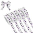 thumbnail image 1 of 5 Rolls Christmas Ribbon 1.5 inch Wide Decorative Ribbon for Gift Wrapping and Holiday Decorations Purple Flowers, 1 of 7