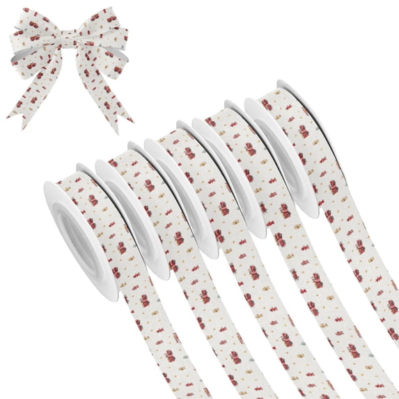 5 Rolls Christmas Ribbon 1.5 inch Wide Decorative Ribbon for Gift Wrapping and Holiday Decorations Red Fire Trucks Pattern
