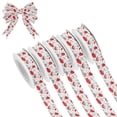 thumbnail image 1 of 5 Rolls Christmas Ribbon 1.5 inch Wide Decorative Ribbon for Gift Wrapping and Holiday Decorations Red Mushrooms Pattern, 1 of 7