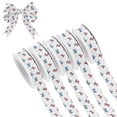 thumbnail image 1 of 5 Rolls Christmas Ribbon 1.5 inch Wide Decorative Ribbon for Gift Wrapping and Holiday Decorations Red and Blue Stripes Bows, 1 of 7