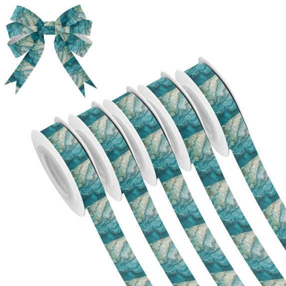 5 Rolls Christmas Ribbon 1.5 inch Wide Decorative Ribbon for Gift Wrapping and Holiday Decorations Rocky Shores