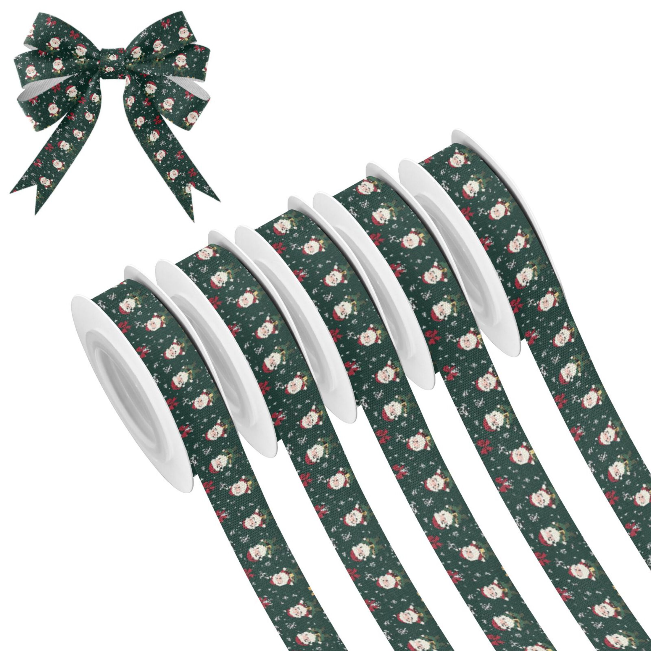 5 Rolls Christmas Ribbon 1.5 inch Wide Decorative Ribbon for Gift ...