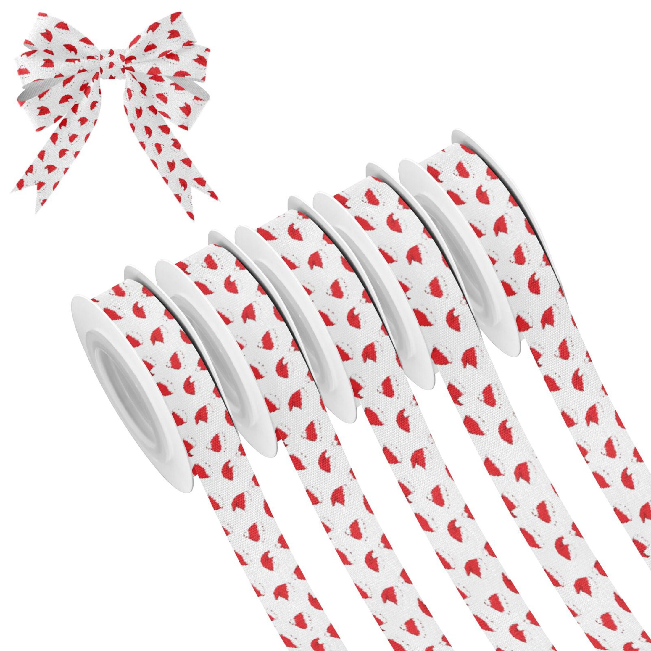 5 Rolls Christmas Ribbon 1.5 inch Wide Decorative Ribbon for Gift ...