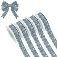 thumbnail image 1 of 5 Rolls Christmas Ribbon 1.5 inch Wide Decorative Ribbon for Gift Wrapping and Holiday Decorations Smiling Snowmen Wearing Black Hats, 1 of 7