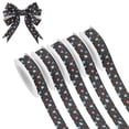 thumbnail image 1 of 5 Rolls Christmas Ribbon 1.5 inch Wide Decorative Ribbon for Gift Wrapping and Holiday Decorations Stars Doodle Pattern, 1 of 7