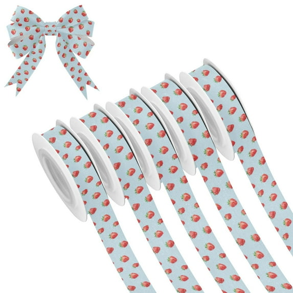 5 Rolls Christmas Ribbon 1.5 inch Wide Decorative Ribbon for Gift Wrapping and Holiday Decorations Strawberry