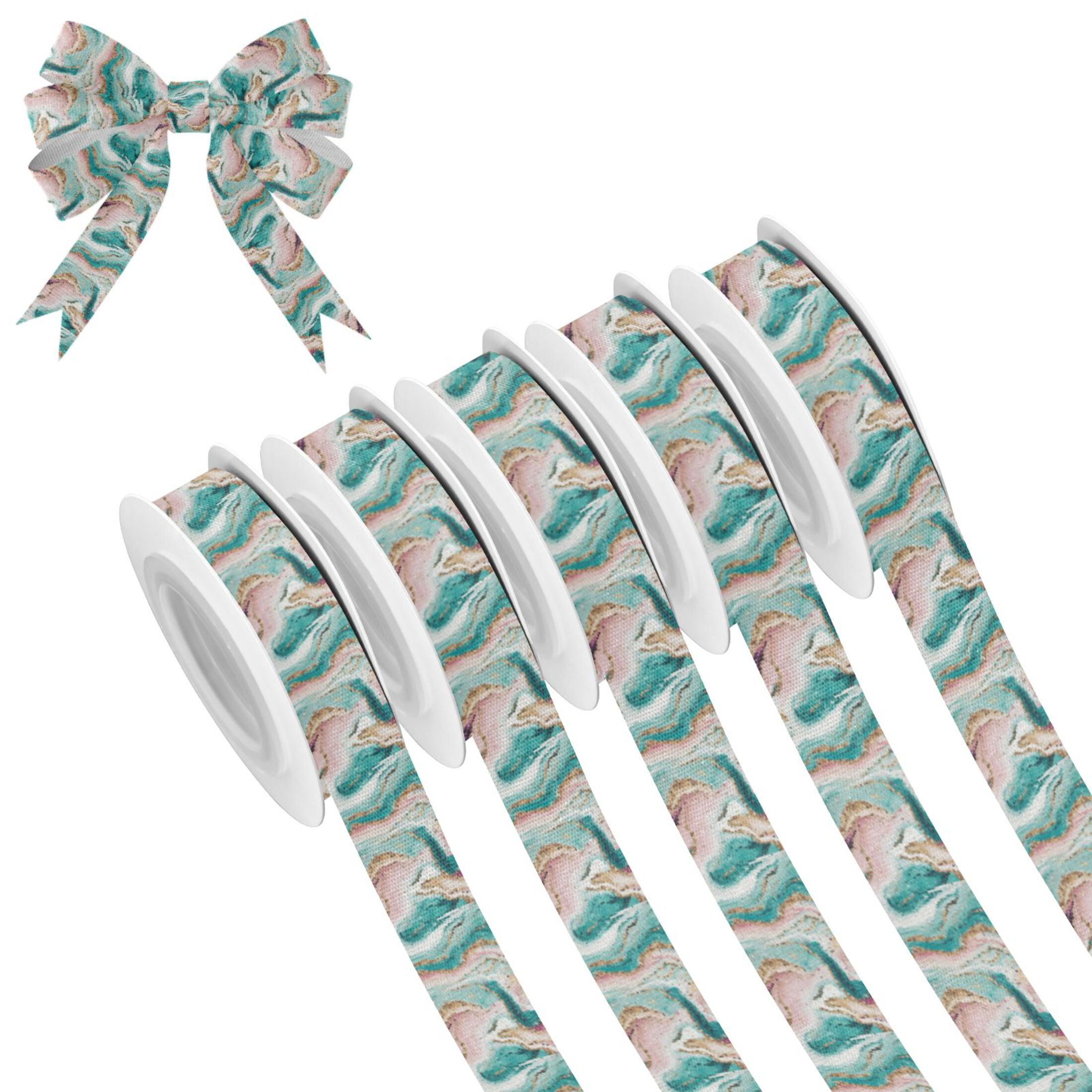 5 Rolls Christmas Ribbon 1.5 inch Wide Decorative Ribbon for Gift ...