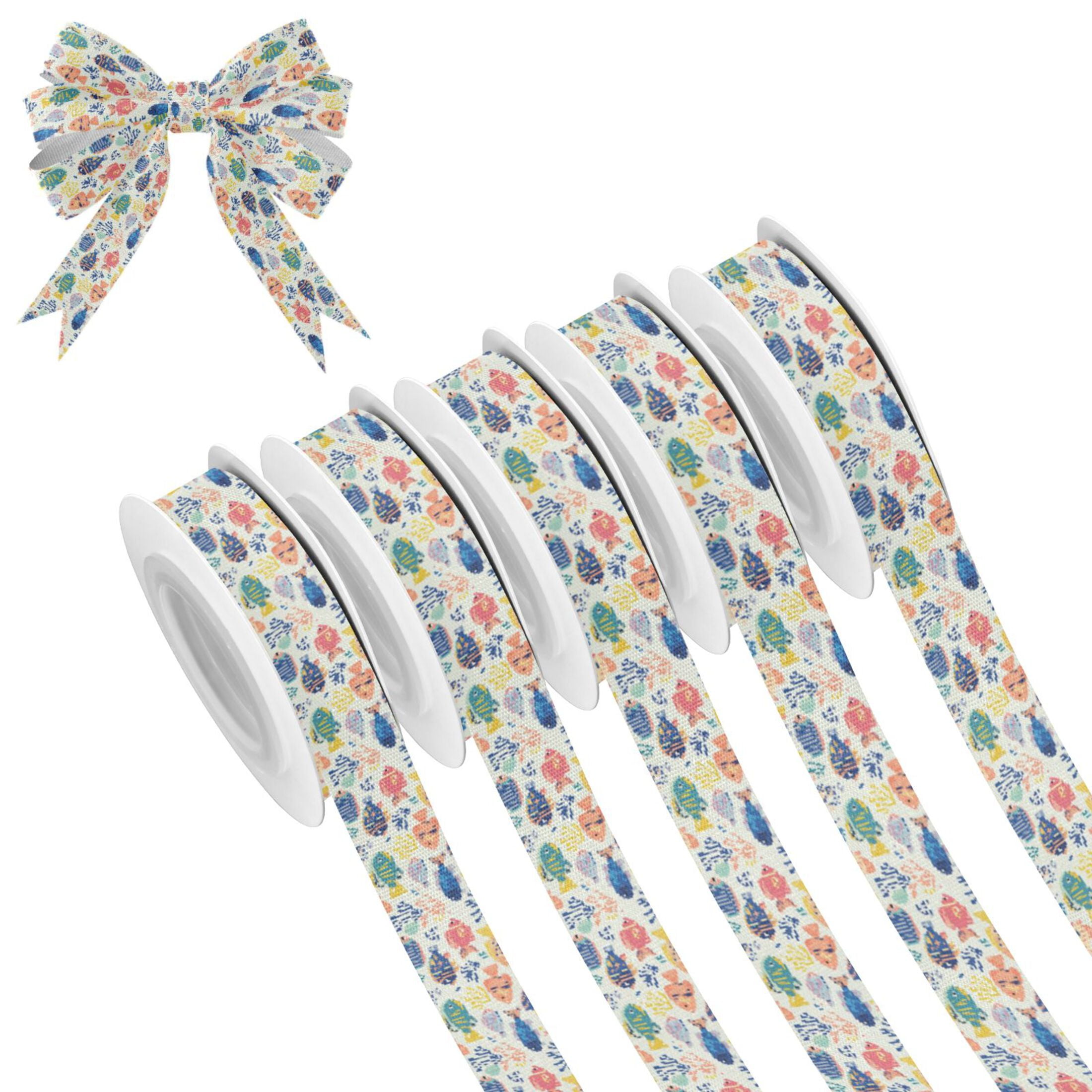 5 Rolls Christmas Ribbon 1.5 inch Wide Decorative Ribbon for Gift ...