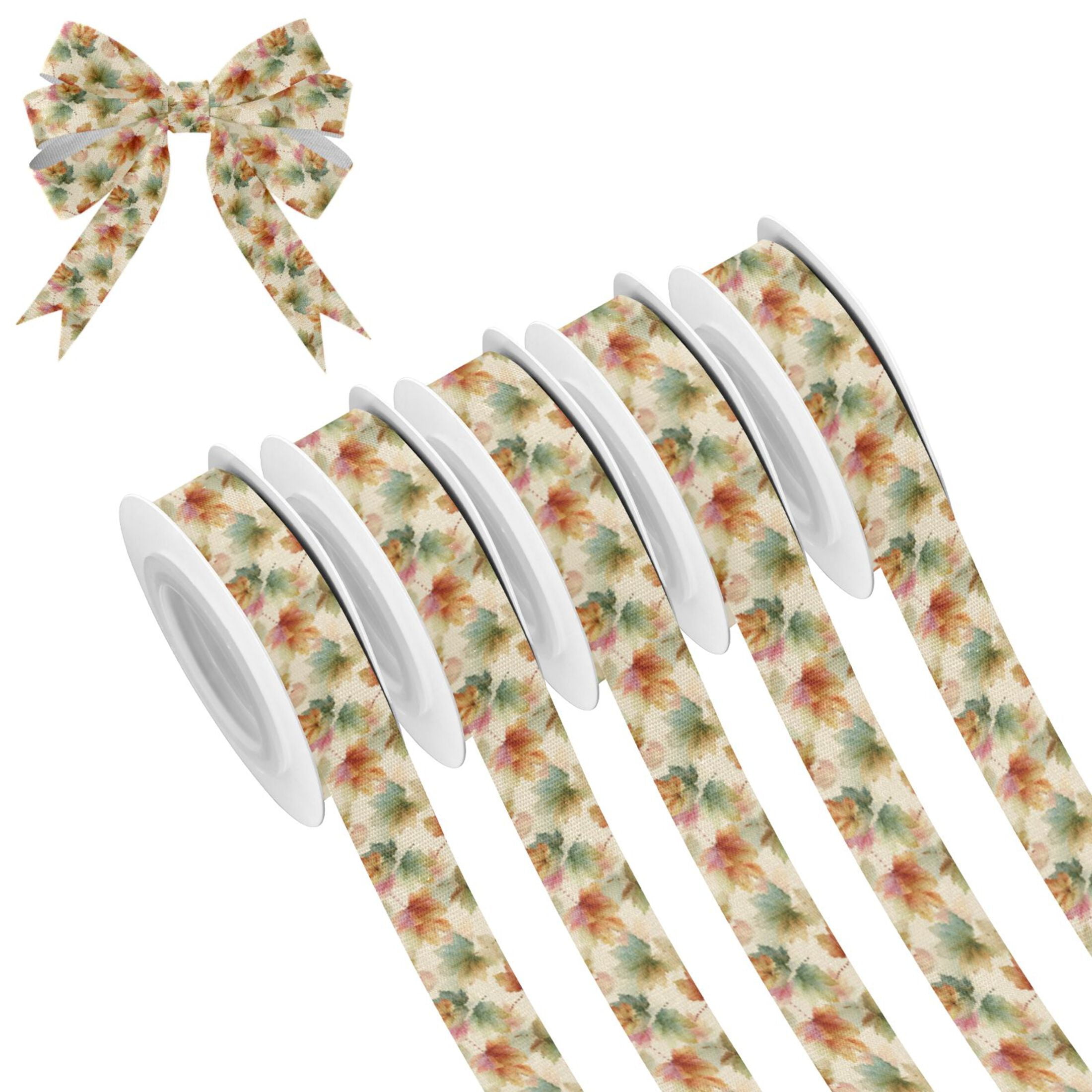 5 Rolls Christmas Ribbon 1.5 inch Wide Decorative Ribbon for Gift ...
