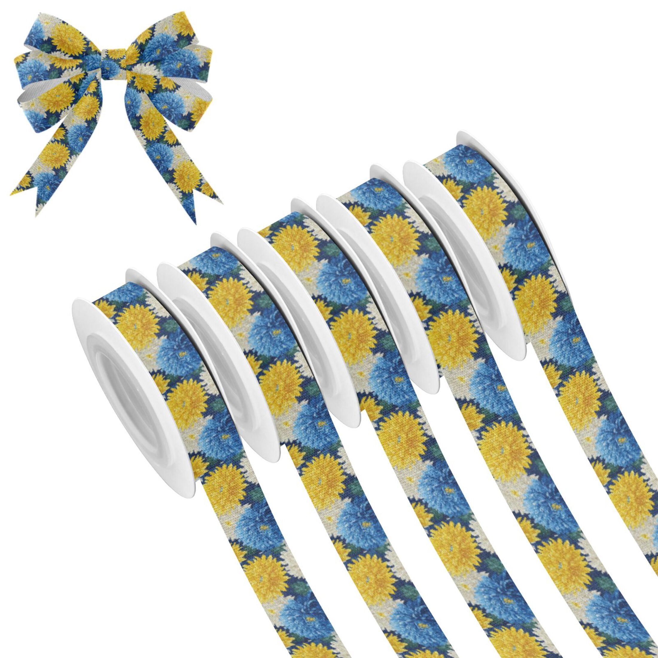 5 Rolls Christmas Ribbon 1.5 inch Wide Decorative Ribbon for Gift ...