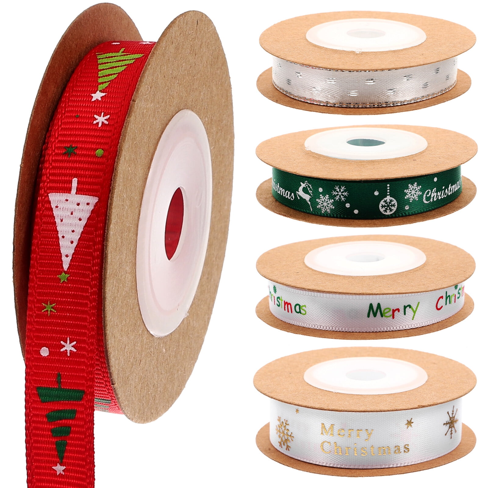 5 Rolls Christmas Ribbon Gift Packing Ribbon Decorative Ribbons Xmas