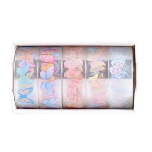 5 Rolls Butterfly Masking Tape Artists Tape Decorative Tape Flower Pattern Crafting Tape Clear Tape Craft Supplies