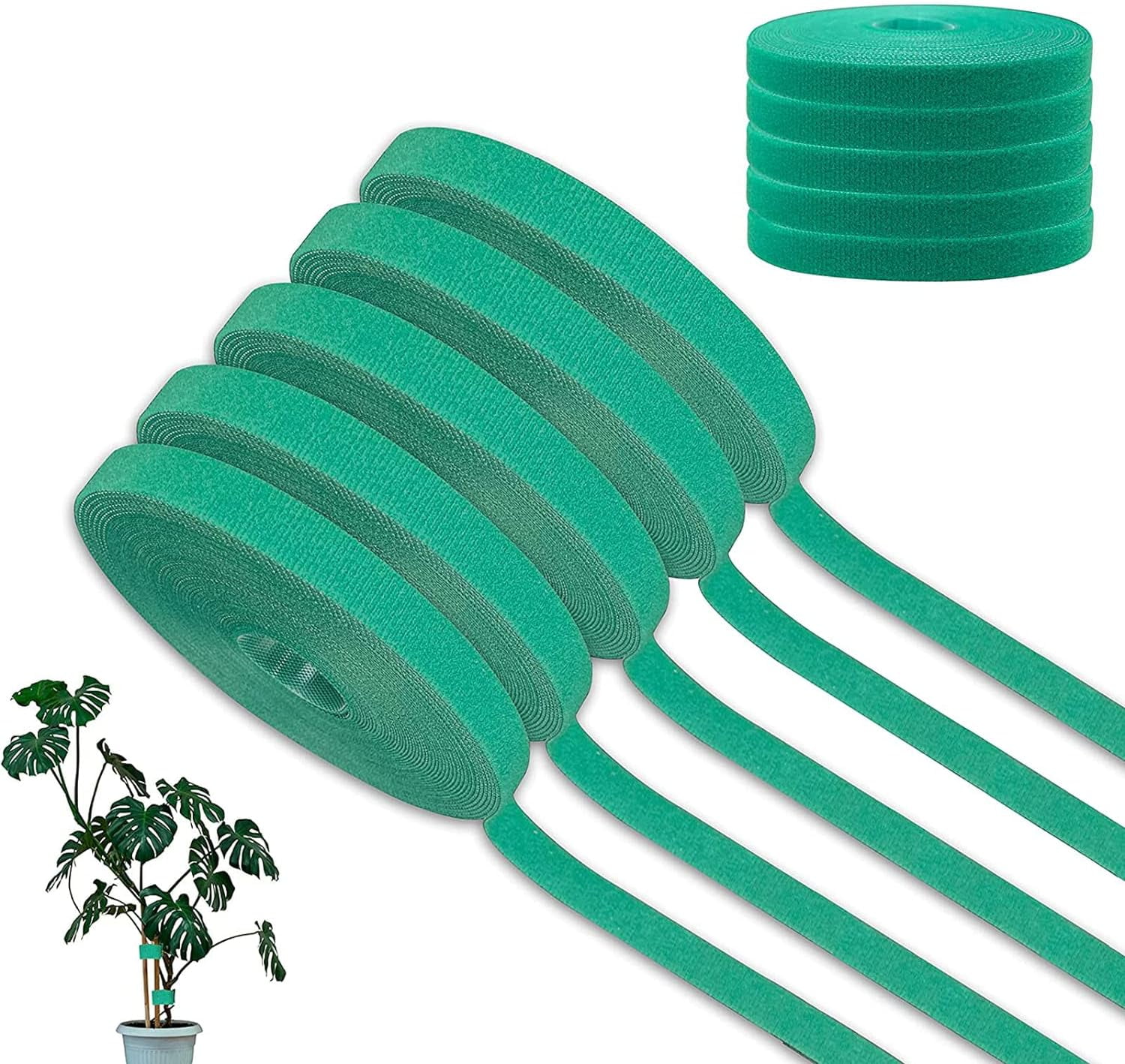 5 Rolls Garden Tie Green Tape Twist Ties for Plants 1/2" 165ft Garden