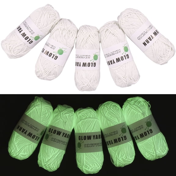 5 Rolls Glow in The Dark Yarn 58 Yard Luminous Yarn for Crocheting Soft Glow Crochet Yarn White Glow Yarn Creative Luminous Knitting Yarn Fluorescent Yarn for DIY Arts Crafts Clothes