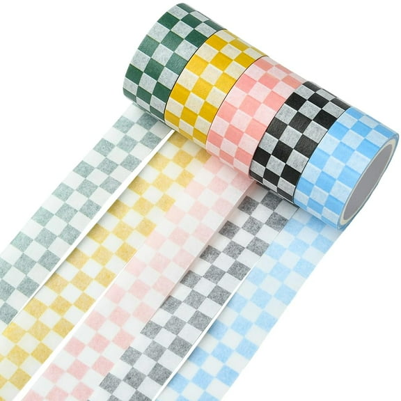 5 Rolls Grid Masking Tape Colored Paper Tape Assorted 3m(9.84 feet) Scrapbook Lattice Series Basic Plaid Adhesive Decorative Craft Stickers for DIY